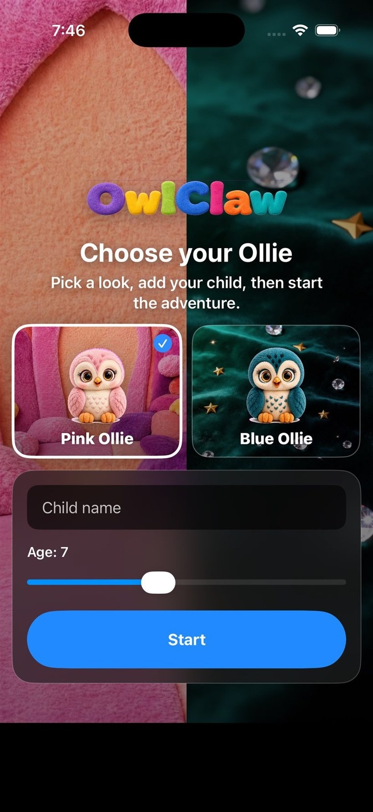 OwlClaw choose your Ollie onboarding screen